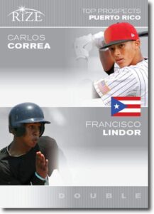 2012 leaf rize draft top prospects dual #cc-jb carlos correa/javier baez astros puerto rico (rookie/prospect insert card) mlb baseball card nm-mt