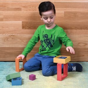 TickiT - 73416 Wooden Rainbow Architect Squares - Nesting Puzzle - Stacking Blocks for Ages 12M+