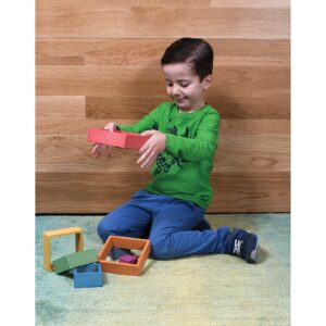 TickiT - 73416 Wooden Rainbow Architect Squares - Nesting Puzzle - Stacking Blocks for Ages 12M+