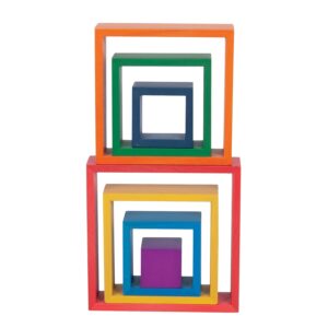 TickiT - 73416 Wooden Rainbow Architect Squares - Nesting Puzzle - Stacking Blocks for Ages 12M+