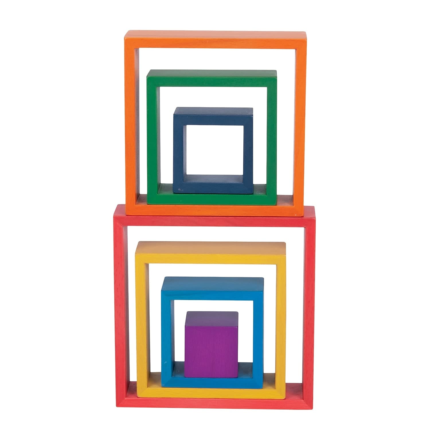 TickiT - 73416 Wooden Rainbow Architect Squares - Nesting Puzzle - Stacking Blocks for Ages 12M+