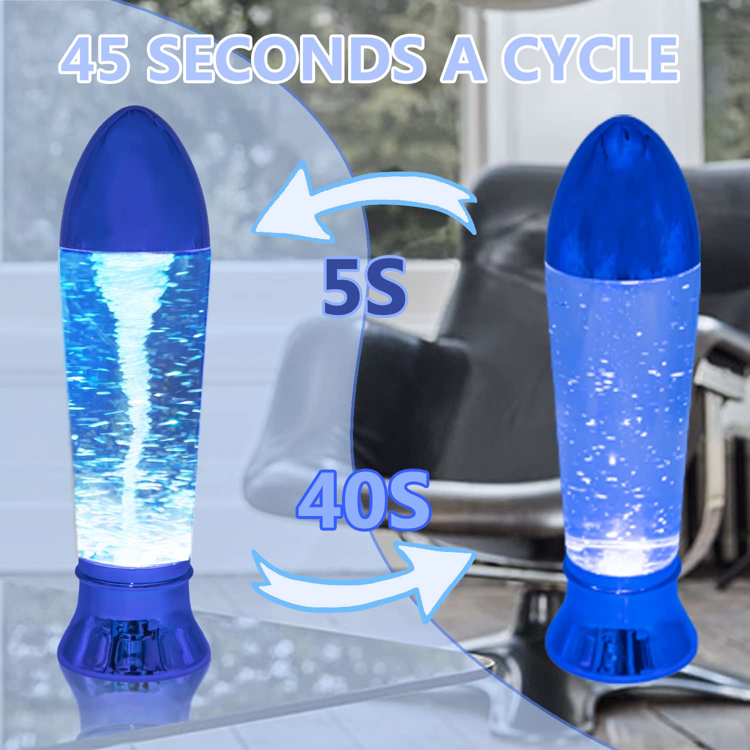 YAKii Tornado Lamp 10.5" LED Color Changing,Tornado Maker, Room Decor,Battery/USB Cable Operated Blue