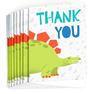 Big Dot of Happiness Roar Dinosaur - Dino Mite Baby Shower or Birthday Party Thank You Cards (8 count)