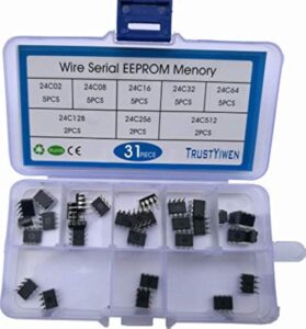 new 31pcs 24c02 24c08 24c16 24c32 24c64 24c128 24c256 24c512 dip wire serial eeprom memory include box