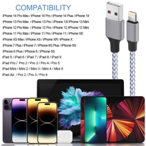 TAKAGI [MFi Certified] iPhone Charger, Lightning Cable 3PACK 6FT Nylon Braided USB Charging Cable High Speed Transfer Cord Compatible with iPhone 14/13/12/11 Pro Max/XS MAX/XR/XS/X/8/iPad