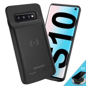 newdery upgraded galaxy s10 battery case qi wireless charging compatible, 4700mah slim rechargeable extended external charger case compatible samsung galaxy s10 (2019)-(6.1 inches black)