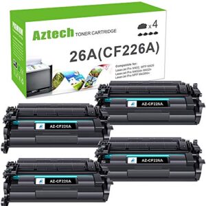 aztech compatible toner cartridge replacement for hp 26a cf226a pro m402n m402dw m402dn pro mfp m426fdw m426fdn m426dw printer (black 4-pack)