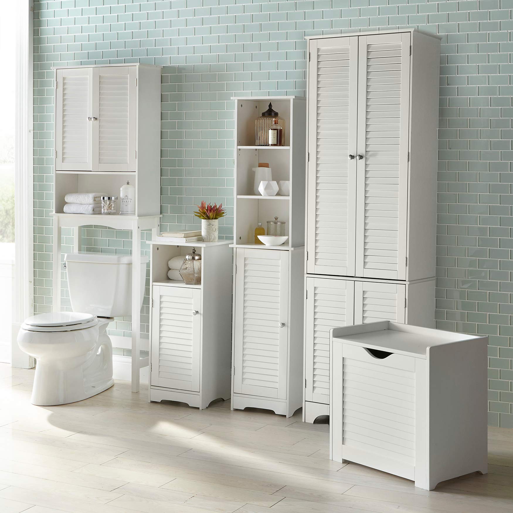 BrylaneHome Louvre Short Cabinet with Cubby - White