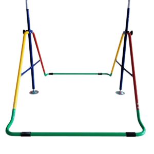 Kids Jungle Gymnastics Expandable Junior 4 in 1 Training Monkey Horizontal Bars Climbing Tower Child playset Training Pull Up Gym with Swing, Trapeze Ring and Basketball Stand with 3 Balls Set.