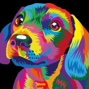 ifymei Paint by Numbers for Kids and Adults Beginner, DIY Gift Canvas Painting Kits for Boys and Girls, 16x20 Inch Colorful Cute Dog [Without Frame]