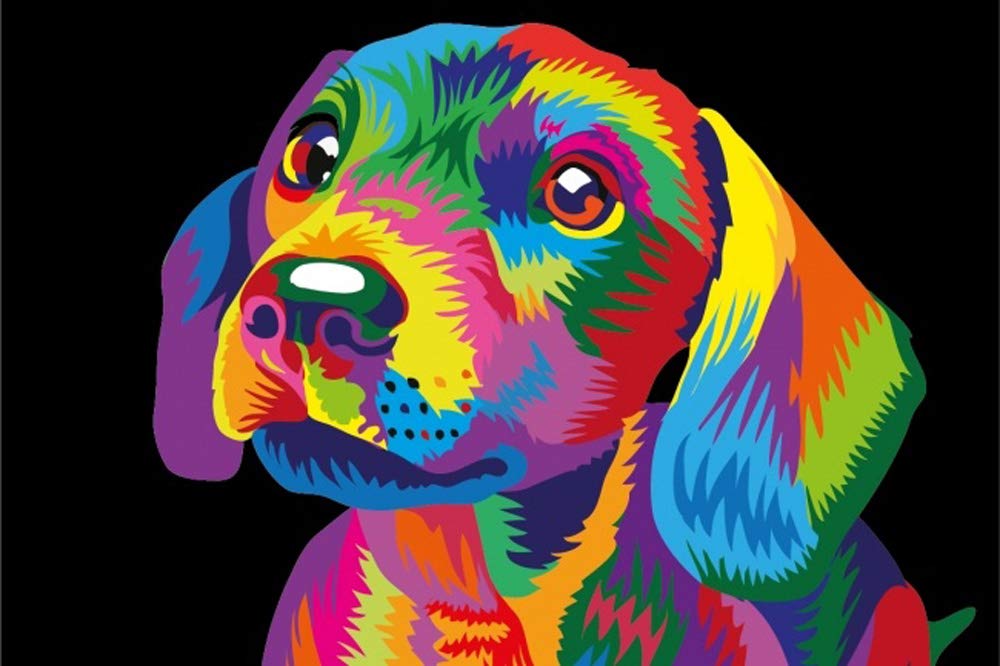 ifymei Paint by Numbers for Kids and Adults Beginner, DIY Gift Canvas Painting Kits for Boys and Girls, 16x20 Inch Colorful Cute Dog [Without Frame]