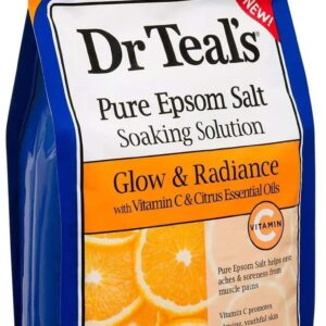 Dr. Teal's Vitamin C & Citrus Salt Bath Gift Set (4 Pack, 3lbs Ea.) - Glow & Radiance Vitamin C & Citrus Oils Blended with Pure Epsom Salt - Promote Glowing, Youthful Skin at Home