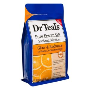 Dr. Teal's Vitamin C & Citrus Salt Bath Gift Set (4 Pack, 3lbs Ea.) - Glow & Radiance Vitamin C & Citrus Oils Blended with Pure Epsom Salt - Promote Glowing, Youthful Skin at Home