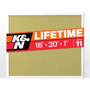 K&N 16x20x1 HVAC Furnace Air Filter, Lasts a Lifetime, Washable, Merv 11, the Last HVAC Filter You Will Ever Buy, Breathe Safely at Home or in the Office, HVC-11620