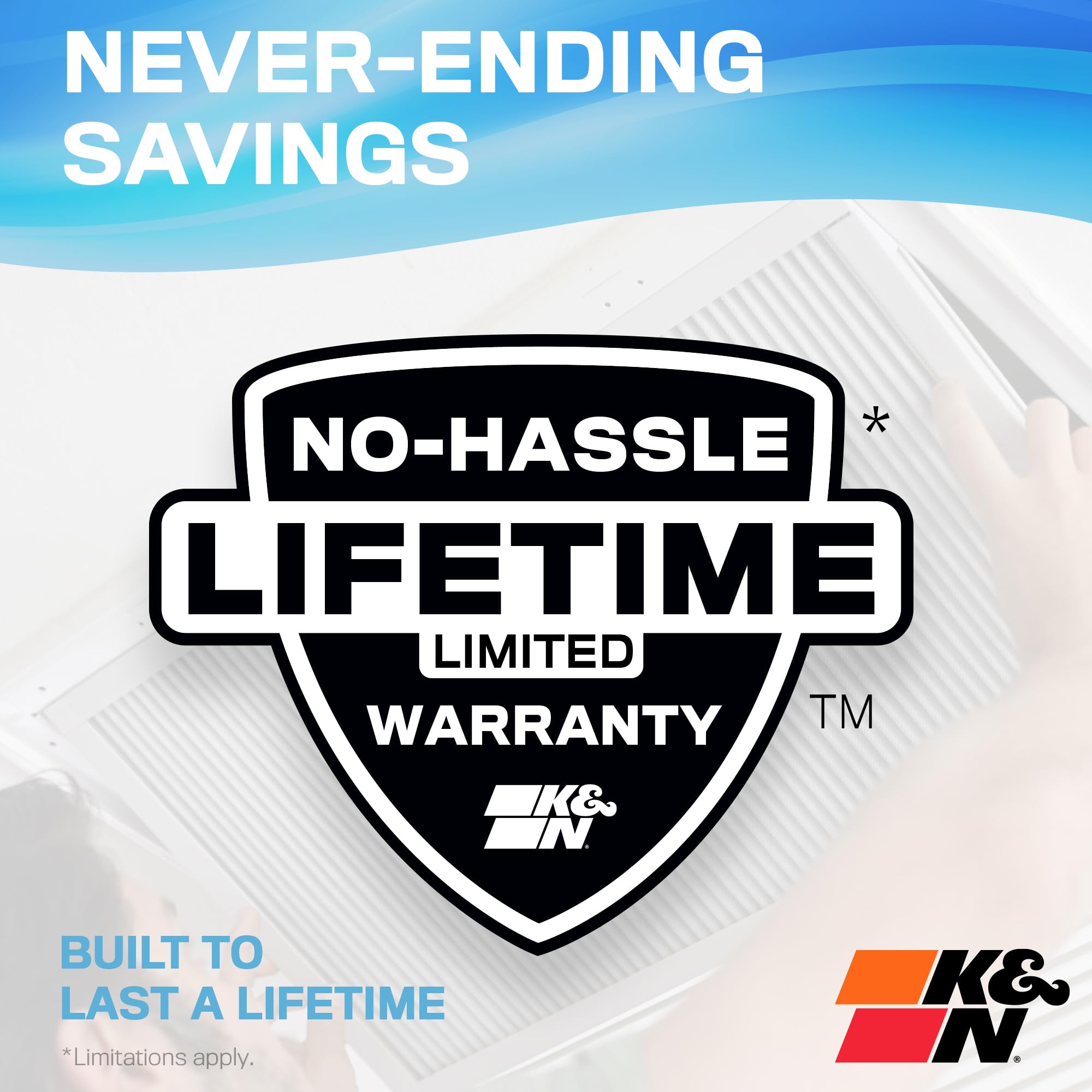 K&N 16x20x1 HVAC Furnace Air Filter, Lasts a Lifetime, Washable, Merv 11, the Last HVAC Filter You Will Ever Buy, Breathe Safely at Home or in the Office, HVC-11620