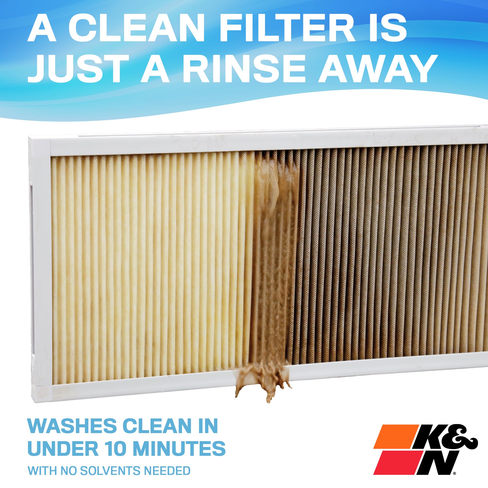 K&N 16x20x1 HVAC Furnace Air Filter, Lasts a Lifetime, Washable, Merv 11, the Last HVAC Filter You Will Ever Buy, Breathe Safely at Home or in the Office, HVC-11620