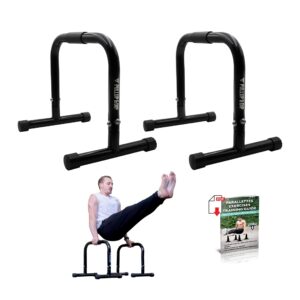 pullup & dip fitness parallettes, medium parallette bars for calisthenics, crossfit & gymnastics, handstand bars with extra wide handle & no wobbling