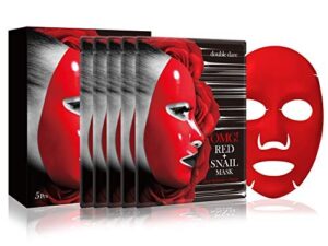 double dare snail deep hydrating facial mask with 8 red ingredients, firming, antioxidant and repair formula (5 pieces)