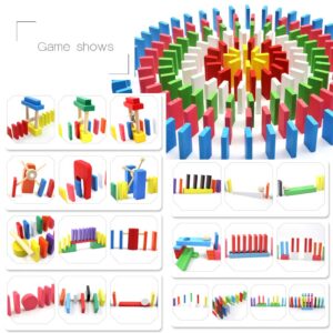 MorTime 1080 Pcs 12 Colors Wooden Dominoes Set with 23 Add-on Blocks and 3 Spacer for Kids Building Blocks Racing Tile Games with 3 Storage Bag (1080pcs)¡­