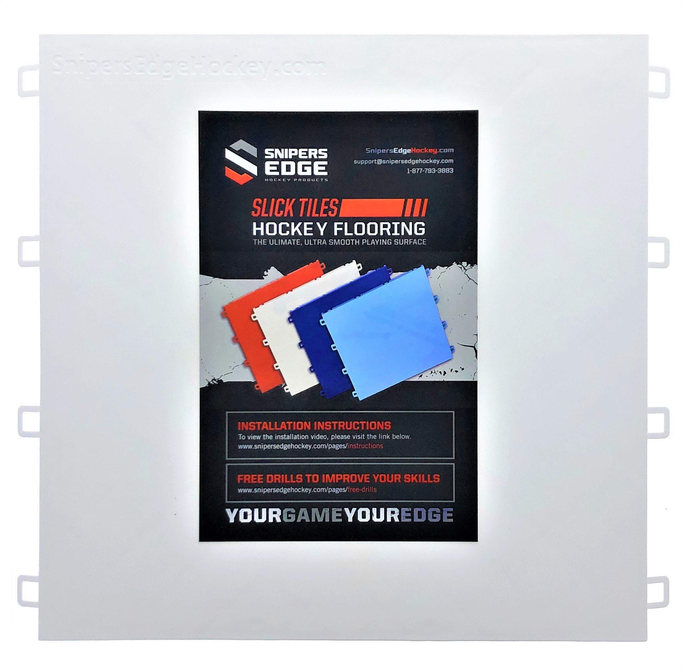 Snipers Edge Hockey - Dryland Slick Tiles - 20 White 12" by 12" Squares - Simulates Real Ice, Easy to Assemble, Premium Grade UV Coating for Protection