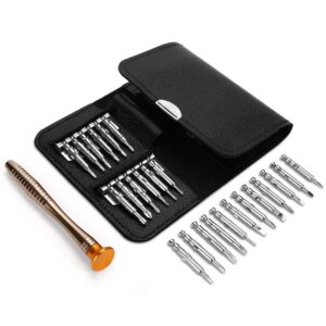 Precision Screwdrivers, 25-1 Repair Kit, Screwdriver Set with Leather Case, Professional Opening Tools for Mobile Laptop Glasses, Star/Y-type/Flat-blade/Triangle Screwdrivers, by Lambery