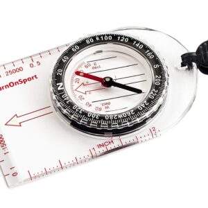 Boy Scout Hiking Compass TurnOnSport | Orienteering Compass for Kids Map Navigation - Small Survival Compass - Waterproof & Lightweight Small Survival Compass - Mini Camping Compass - Kids Camping Kit