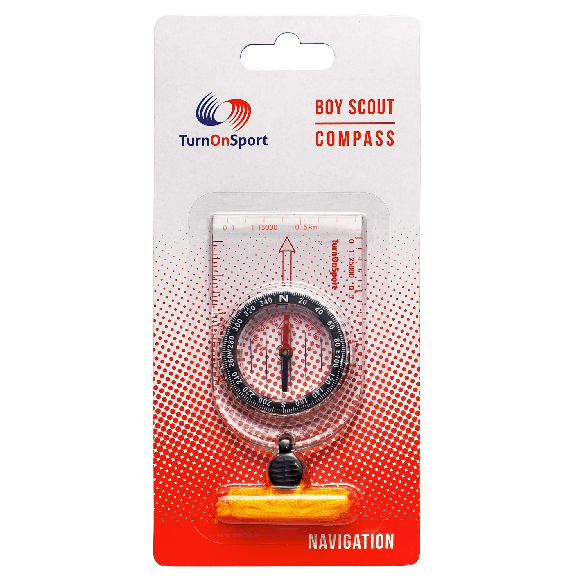 Boy Scout Hiking Compass TurnOnSport | Orienteering Compass for Kids Map Navigation - Small Survival Compass - Waterproof & Lightweight Small Survival Compass - Mini Camping Compass - Kids Camping Kit