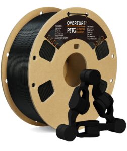 overture petg filament 1.75mm, 3d printer filament, 1kg filament (2.2lbs), dimensional accuracy probability +/- 0.02 mm, fit most fdm printers (black (1-pack))