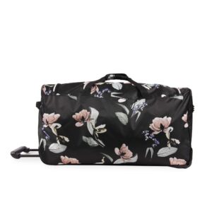 BEBE Women's 30" Rolling Duffel, Black Floral, One Size