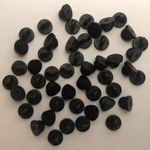 50pcs PVC Rubber Pin Backs Butterfly Clutch Backings Pin Cap Keepers Replacement for Uniform Badges Comfort Fit Tie Tack Lapel Pin Backing Holder Clasp, Black