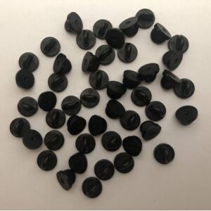 50pcs PVC Rubber Pin Backs Butterfly Clutch Backings Pin Cap Keepers Replacement for Uniform Badges Comfort Fit Tie Tack Lapel Pin Backing Holder Clasp, Black