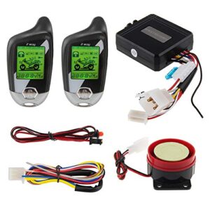 easyguard em211 2 way motorcycle alarm system with remote start starter shock sensor tilt motion sensor dc12v lcd display