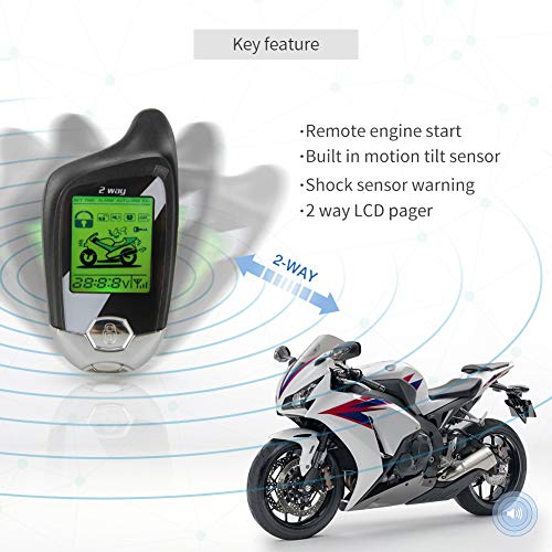 EASYGUARD EM211 2 Way Motorcycle Alarm System with Remote Start Starter Shock Sensor tilt Motion Sensor DC12V LCD Display