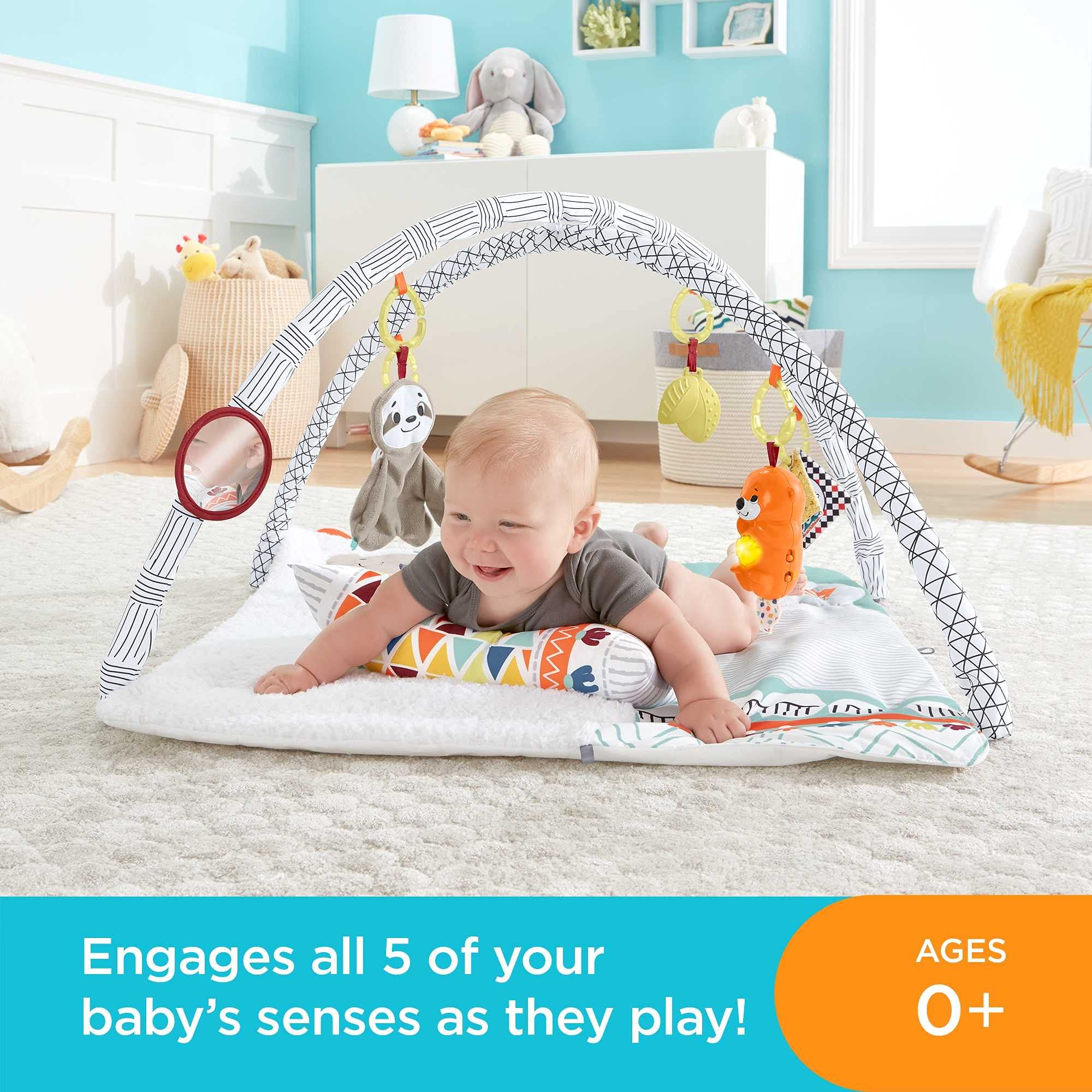 Fisher-Price Baby Playmat Perfect Sense Deluxe Gym Extra Large With Lights Music And 6 Moveable Sensory Toys