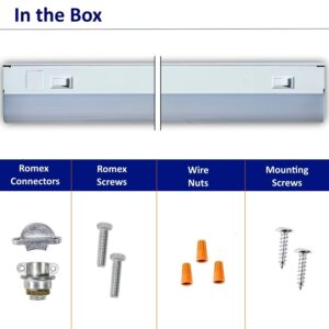 18 inch Hardwired Under Cabinet Lights, 2 Color Settings - 3000K (Soft White) and 4000K (Cool White), Under Cabinet Lighting, Dimmable Under Counter Lights, Under-Counter Light Fixtures