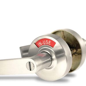 VIZILOK ADA Compliant, Single Egress Indicator Privacy Lock C5FN-L Durable ANSI Grade 2 Comp Commercial LeftHanded Non Reversible in-Use or Vacant Push Button Lever - Satin Nickel