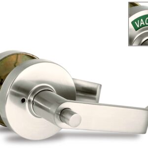 VIZILOK ADA Compliant, Single Egress Indicator Privacy Lock C5FN-L Durable ANSI Grade 2 Comp Commercial LeftHanded Non Reversible in-Use or Vacant Push Button Lever - Satin Nickel