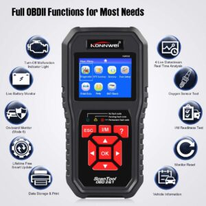 KONNWEI OBD2 Scanner Professional Car OBD II Scanner Auto Diagnostic Fault Code Reader Automotive Check Engine Light Diagnostic EOBD Scan Tool for All OBDII Protocol Cars Since 1996 (Enhanced KW850)