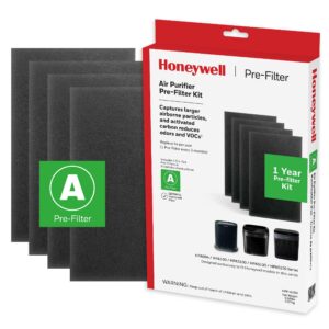 honeywell hrf-a100 air purifier pre kit filter, 4-pack - allergen air filter targets dust, voc, pet, kitchen, and wildfire/smoke odors