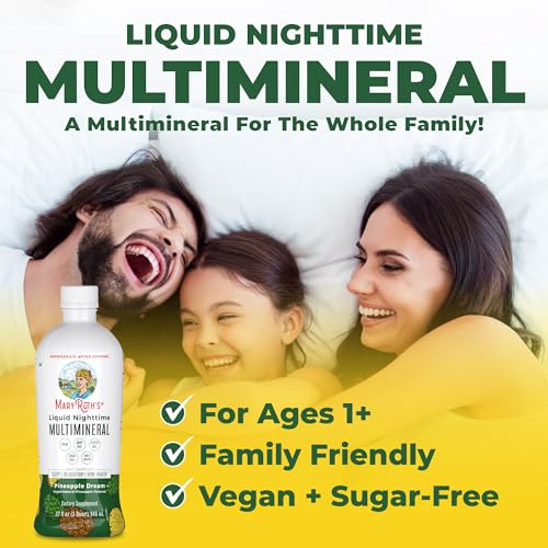 Nighttime Liquid Multimineral Sleep Supplement | Sugar Free | Calm Magnesium Citrate Sleep | NO Melatonin | Calcium Magnesium Zinc | Available in 4 Flavors | Vegan | Gluten Free | 32 Servings