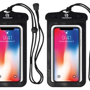 Freegrace Premium Waterproof Pouch Set with Neck Strap - Best Way to Keep Your Phone and Valuables Dry and Safe - Perfect for Boating Swimming Snorkeling Kayaking Beach Water Parks(Phone Case 2 Pack)