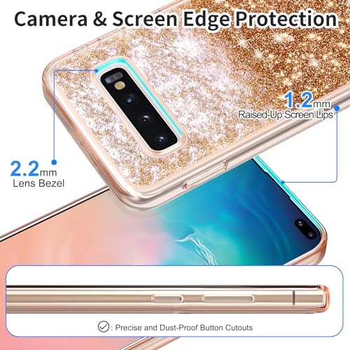 Coolden Case for Galaxy S10 Plus Cases Protective Glitter Case for Women Girls Cute Bling Sparkle Quicksand Heavy Duty Cover Hard Shell Shockproof TPU Case for Samsung Galaxy S10 Plus, Rose Gold