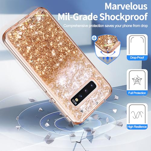 Coolden Case for Galaxy S10 Plus Cases Protective Glitter Case for Women Girls Cute Bling Sparkle Quicksand Heavy Duty Cover Hard Shell Shockproof TPU Case for Samsung Galaxy S10 Plus, Rose Gold