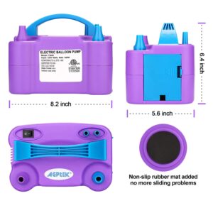 AGPTEK Electric Air Balloon Pump, 110V 600W Purple Portable Dual Nozzle Inflator/Blower for Party Decoration,with 2 Balloon Tying Tool