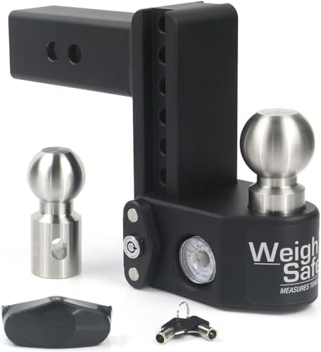 Weigh Safe Adjustable Trailer Hitch Ball Mount - 6" Adjustable Drop Hitch for 2.5" Receiver - Premium Heavy Duty Steel Trailer Tow Hitch with Built in Weight Scale for Anti Sway - 22,000 GTW