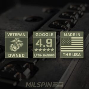 Milspin Slide Back Plate Compatible with Glock Gen 1-5 | American Flag | Veteran Made in USA I CNC Milled (Blacked Out (on Stainless Steel), Models G17-G41, G45)