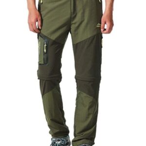 Men's Water-Repellent Quick Dry Convertible Pants Army Green Asian 2XL