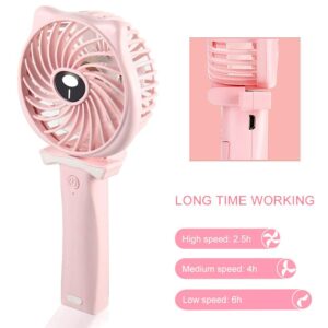 TriPole Mini Handheld Fan 2600mAh Battery Operated Fan 3 Speed Adjustable USB Rechargeable Small Portable Personal Fan Foldable Stroller Desk Table Fan for Kids Girls Woman Home Office Outdoor Travel