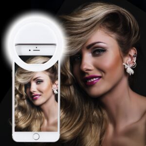 XINBAOHONG Selfie Ring Light Rechargeable Portable Clip-on Selfie Fill Light with 36 LED for Smart Phone Photography, Camera Video, Girl Makes up Black …