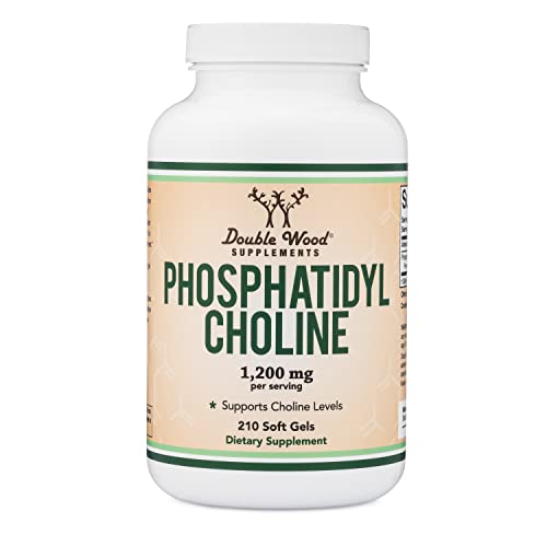 Phosphatidylcholine 1,200mg – 210 Softgels – Enhanced Version of Sunflower and Soy Lecithin (Choline Supplements) - Non-GMO and Gluten Free to Support Brain Health by Double Wood